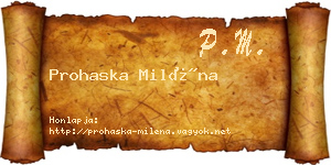 Prohaska Miléna névjegykártya